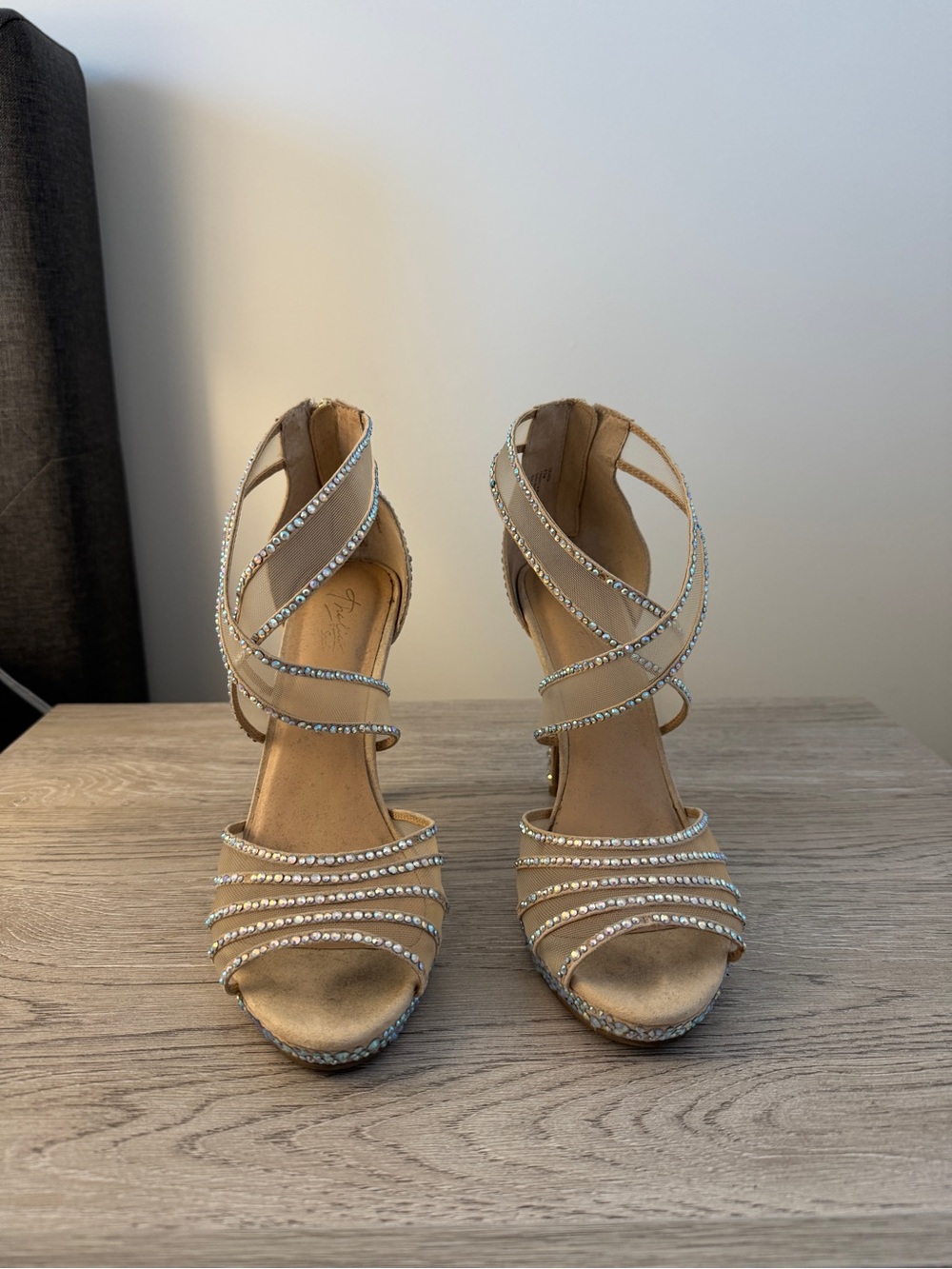 Thalia Sodi Gold Strappy Rhinestone Heels